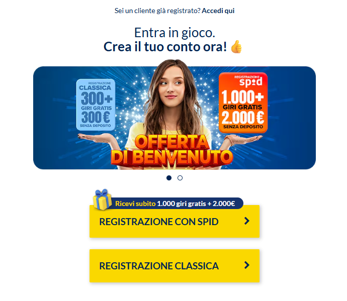 Registrazione su StarVegas per bonus SPID